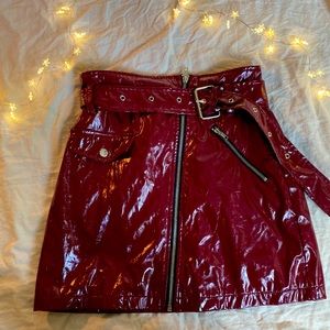 Faux Red Leather High Wasted 90’s Mini Skirt